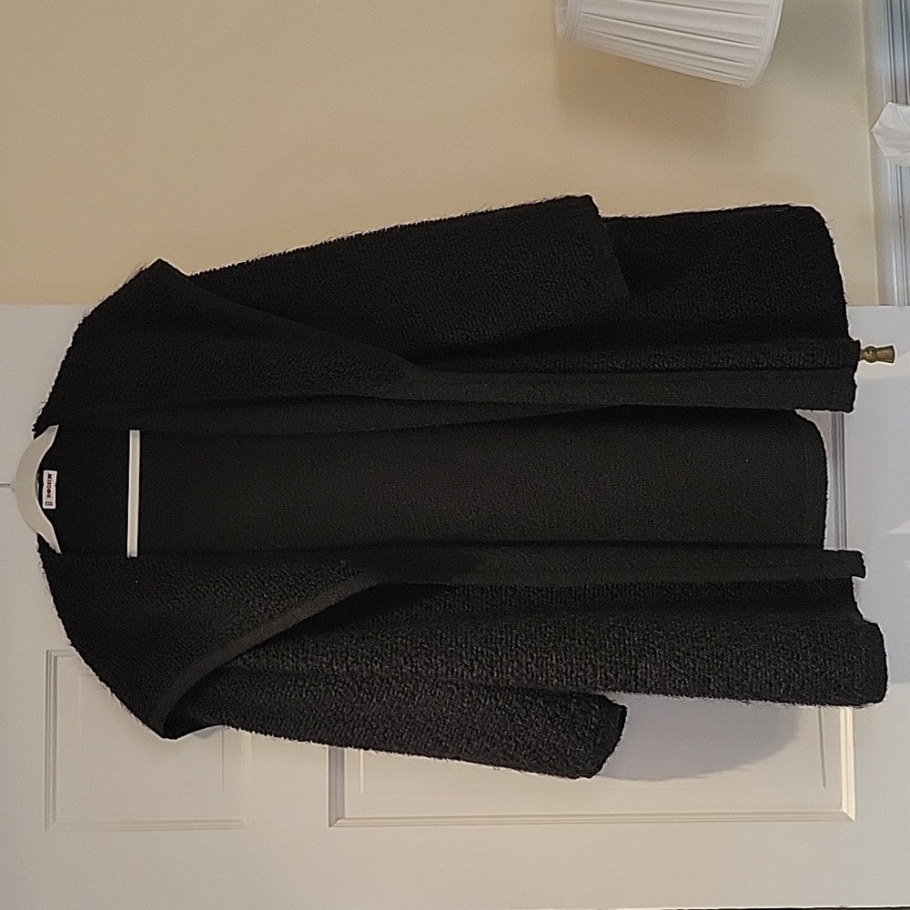 Vintage Black Rodier Wool Blend Sweater-Jacket from France